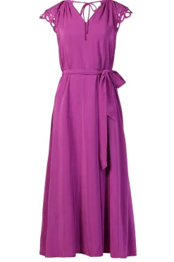Shop Suncoo Midi Dress With Embroidery Details Celest | Purple... | | Little Soho