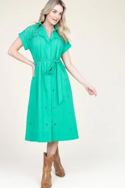 Discount Suncoo Midi Dress With Embroidery Details Coco | Green... | | Little Soho
