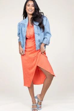 New Suncoo Midi Dress With Print Chona | Orange... | | Little Soho