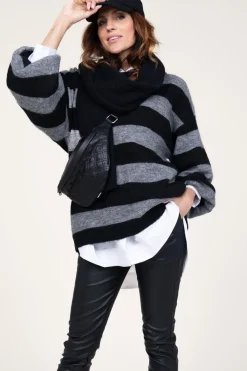 Store Co'Couture Mohair Striped Sweater Cozy | Black... | | Little Soho