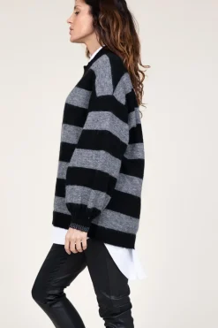 Store Co'Couture Mohair Striped Sweater Cozy | Black... | | Little Soho