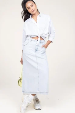 Sale American Vintage Non-Stretch Denim Skirt Joybird | Blue... | | Little Soho