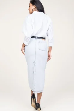 Sale American Vintage Non-Stretch Denim Skirt Joybird | Blue... | | Little Soho