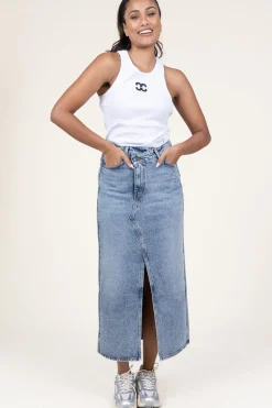 Clearance Co'Couture Non-Stretch Denim Skirt Vika | Blue... | | Little Soho