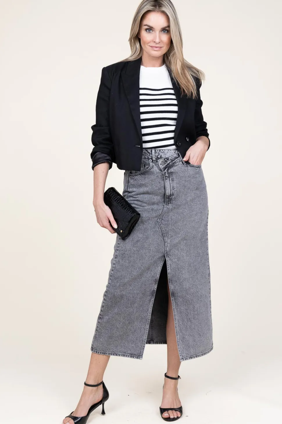 Cheap Co'Couture Non-Stretch Denim Skirt Vika | Grey... | | Little Soho
