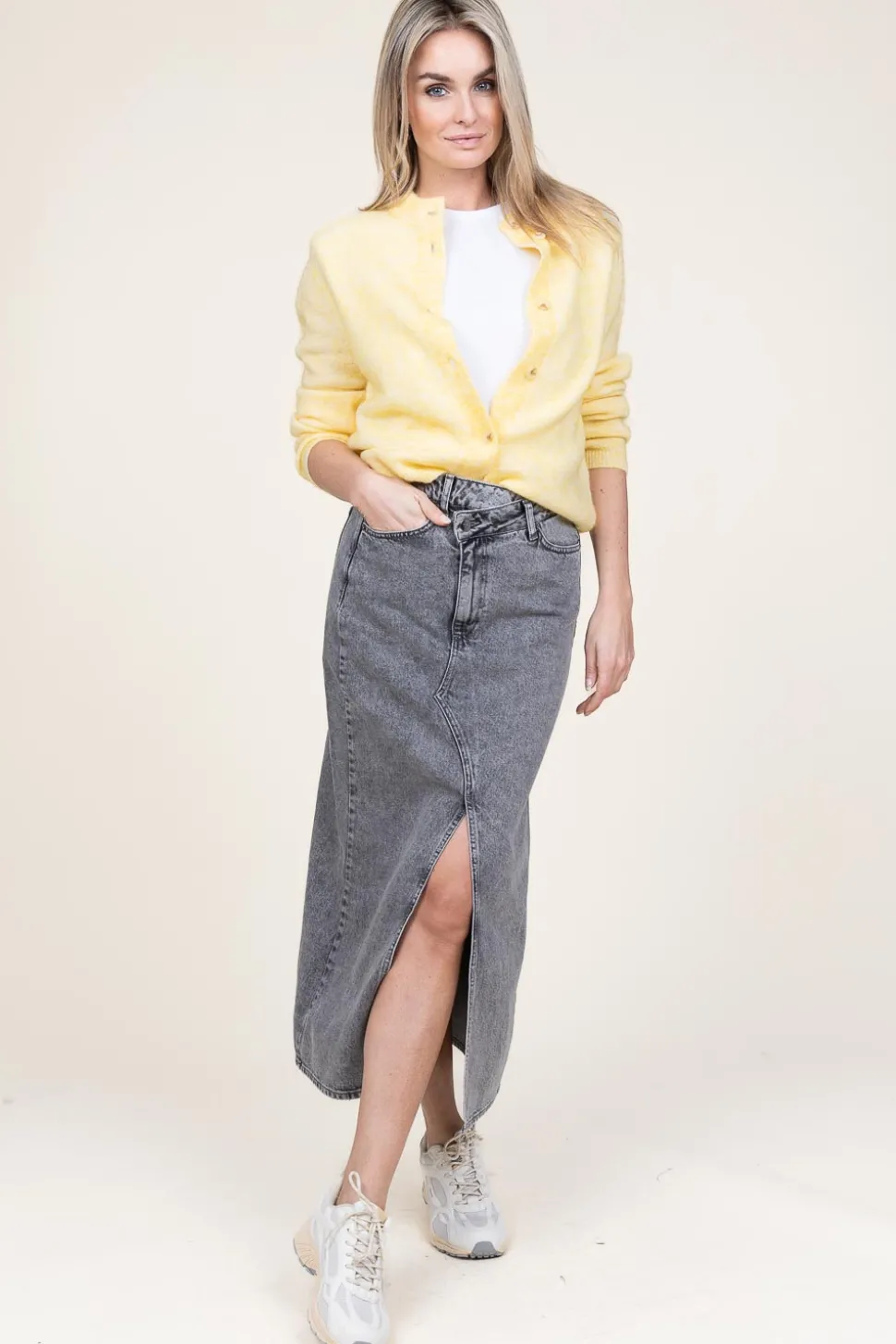 Cheap Co'Couture Non-Stretch Denim Skirt Vika | Grey... | | Little Soho