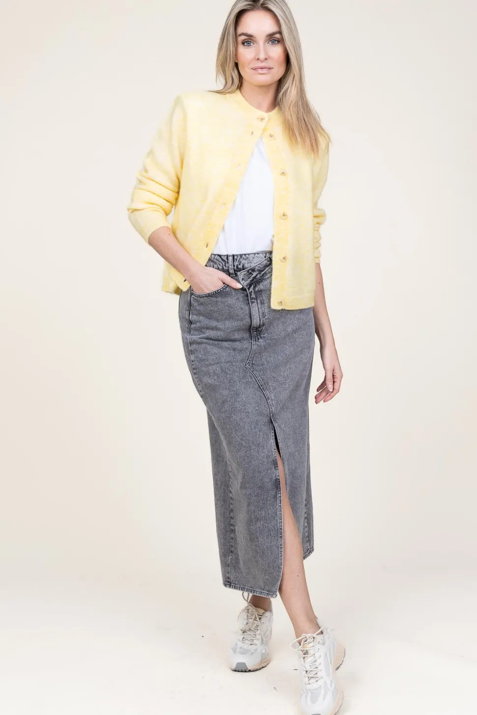 Cheap Co'Couture Non-Stretch Denim Skirt Vika | Grey... | | Little Soho