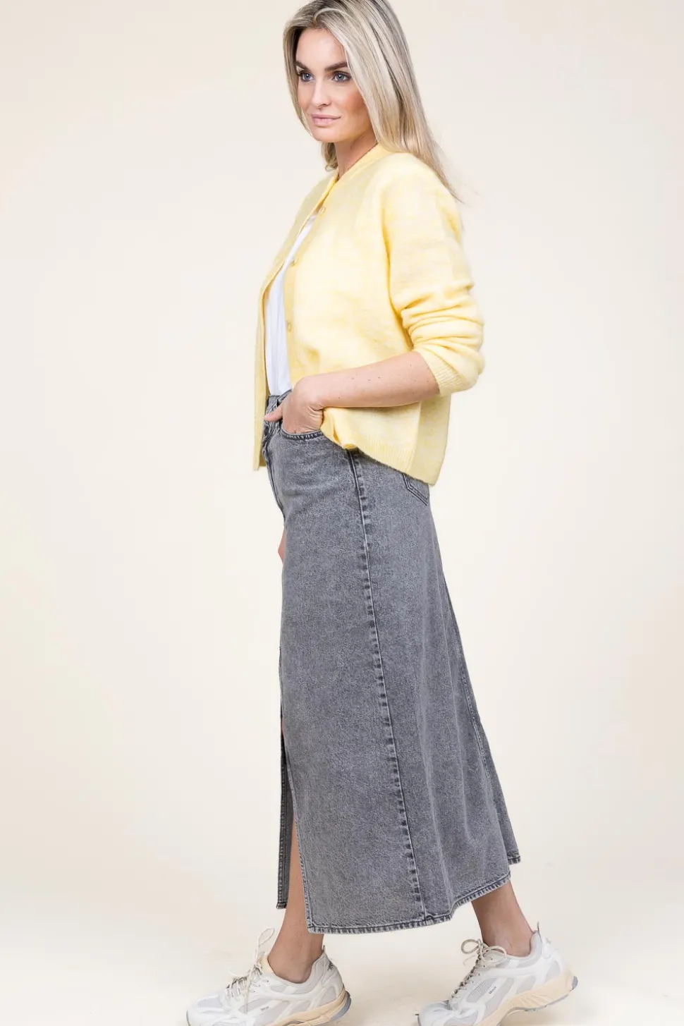 Cheap Co'Couture Non-Stretch Denim Skirt Vika | Grey... | | Little Soho
