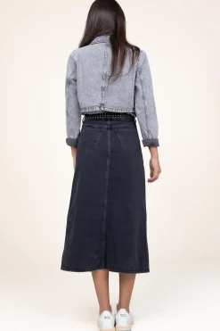 Cheap Co'Couture Non-Stretch Denim Skirt With Studs Vika | Black... | | Little Soho