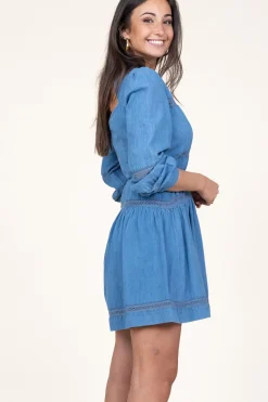 Fashion Twinset Non-Stretch Dress With Denim Look Lynn | Blue... | | Little Soho