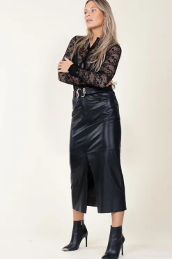 Shop Ibana Non-Stretch Leather Skirt Sanja | Black... | | Little Soho