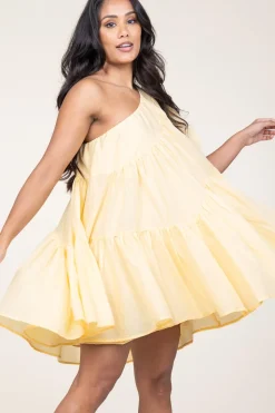 New Devotion One-Shoulder Dress Gloria | Yellow... | | Little Soho