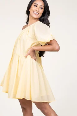 New Devotion One-Shoulder Dress Gloria | Yellow... | | Little Soho