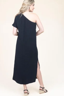 Shop 45374 One-Shoulder Mousseline Dress Toledo | Black... | March23 | Little Soho