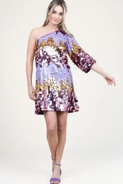 Store Dante 6 One-Shoulder Sequin Dress Dynamique | Purple... | | Little Soho