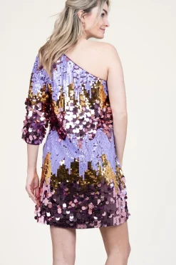Store Dante 6 One-Shoulder Sequin Dress Dynamique | Purple... | | Little Soho