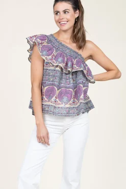 Discount Antik Batik One-Shoulder Top With Print Tala | Yellow... | | Little Soho