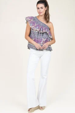 Discount Antik Batik One-Shoulder Top With Print Tala | Yellow... | | Little Soho