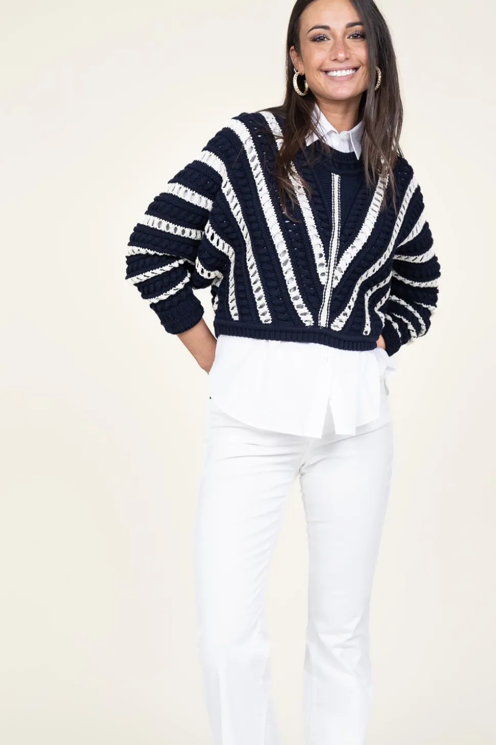 Online ba&sh Openwork Cotton Sweater Gardy | Blue... | | Little Soho