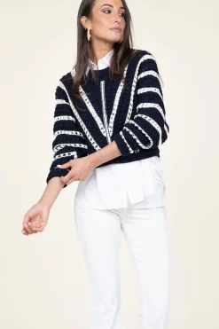 Online ba&sh Openwork Cotton Sweater Gardy | Blue... | | Little Soho