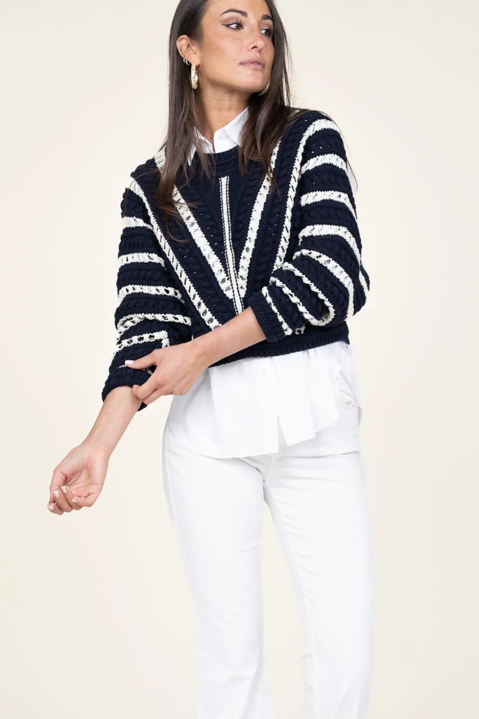 Online ba&sh Openwork Cotton Sweater Gardy | Blue... | | Little Soho
