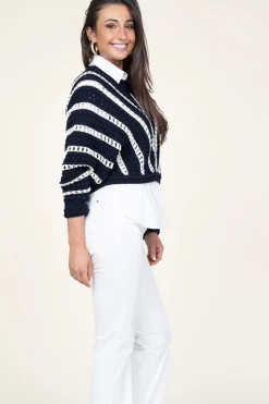 Online ba&sh Openwork Cotton Sweater Gardy | Blue... | | Little Soho