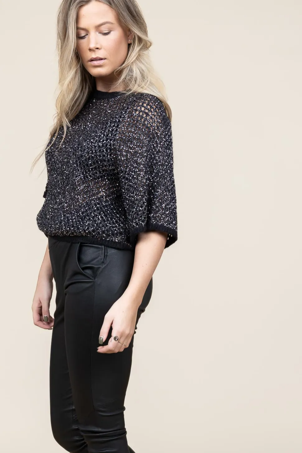 Best Sale ba&sh Openwork Top With Lurex Nate | Black... | | Little Soho