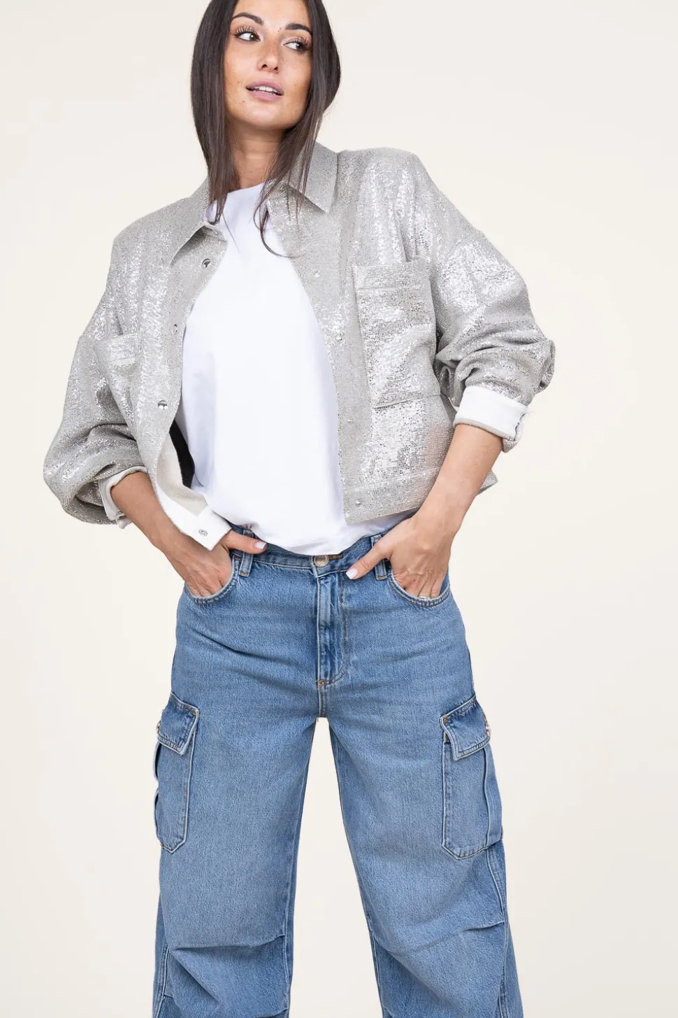 Clearance IRO Oversized Metallic Jacket Suzel | Silver... | | Little Soho
