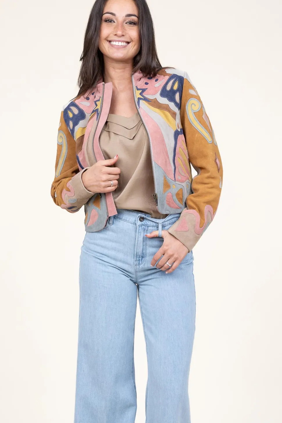 Outlet Berenice Patchwork Suede Jacket Varina | Camel... | | Little Soho