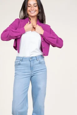 Clearance Liu Jo Pinstripe Cropped Blouse Trapani | Purple... | | Little Soho