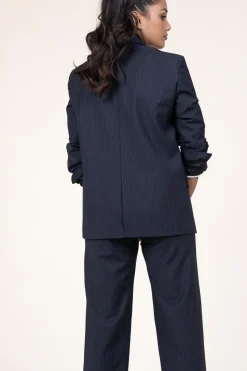 New ba&sh Pinstripe Oversized Blazer Payne | Blue... | | Little Soho