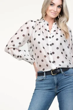 Hot Co'Couture Polkadot Blouse Drew | Black & White... | | Little Soho