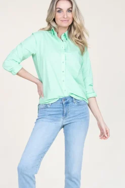 Cheap Moment Amsterdam Poplin Boyfriend Blouse Iconic | Green... | | Little Soho