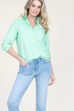 Cheap Moment Amsterdam Poplin Boyfriend Blouse Iconic | Green... | | Little Soho