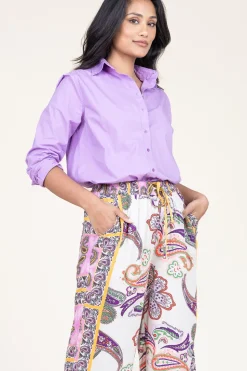 Best Sale Moment Amsterdam Poplin Boyfriend Blouse Iconic | Purple... | | Little Soho