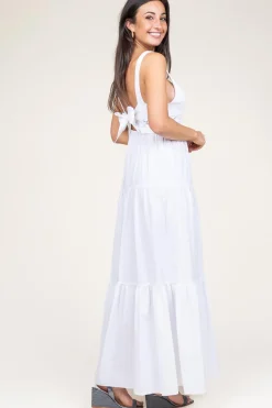 New Liu Jo Poplin Crochet Maxi Dress Marsala | White... | | Little Soho