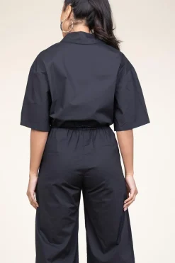 Clearance Suncoo Poplin Cropped Blouse Loucie | Black... | | Little Soho