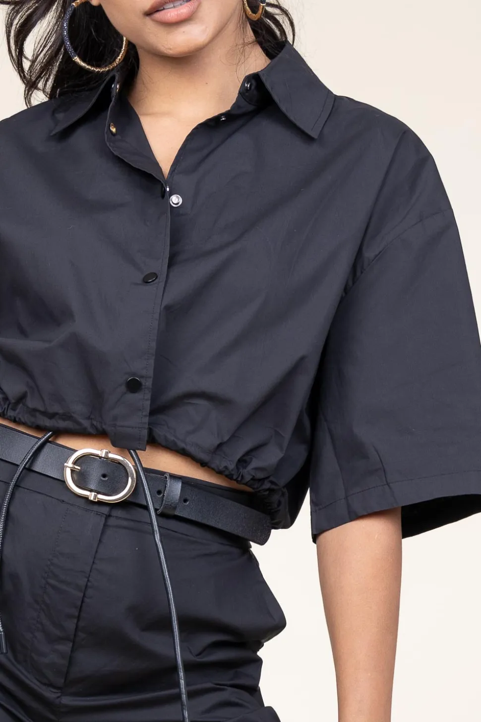 Clearance Suncoo Poplin Cropped Blouse Loucie | Black... | | Little Soho