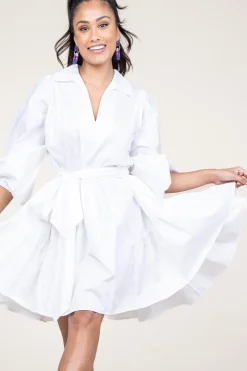 Online Devotion Poplin Dress With Belt Marlee | White... | | Little Soho