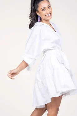 Online Devotion Poplin Dress With Belt Marlee | White... | | Little Soho