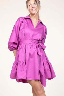 Best Sale Devotion Poplin Dress With Belt Marlee | Fuchsia... | | Little Soho