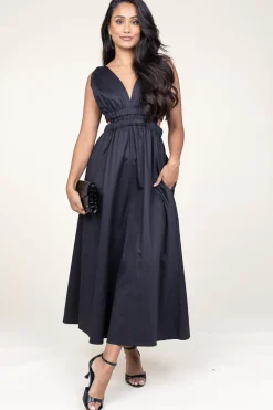 Shop Devotion Poplin Dress With Cut-Outs Kalipso | Black... | | Little Soho