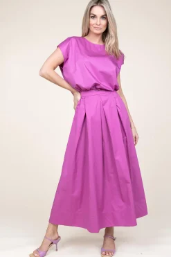 Hot Devotion Poplin Maxi Skirt With Pockets Kelly | Fuchsia Purple... | | Little Soho