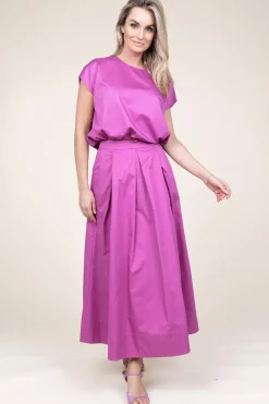 Hot Devotion Poplin Maxi Skirt With Pockets Kelly | Fuchsia Purple... | | Little Soho