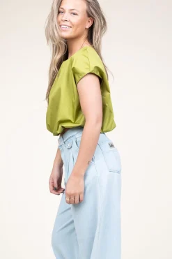 Clearance Devotion Poplin Top With Elastic Band Lanthi | Green... | | Little Soho