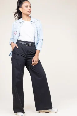 Clearance Suncoo Poplin Wide Leg Trousers Johan | Black... | | Little Soho