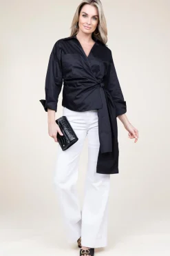 Sale Devotion Poplin Wrap Top Ramona | Black... | | Little Soho