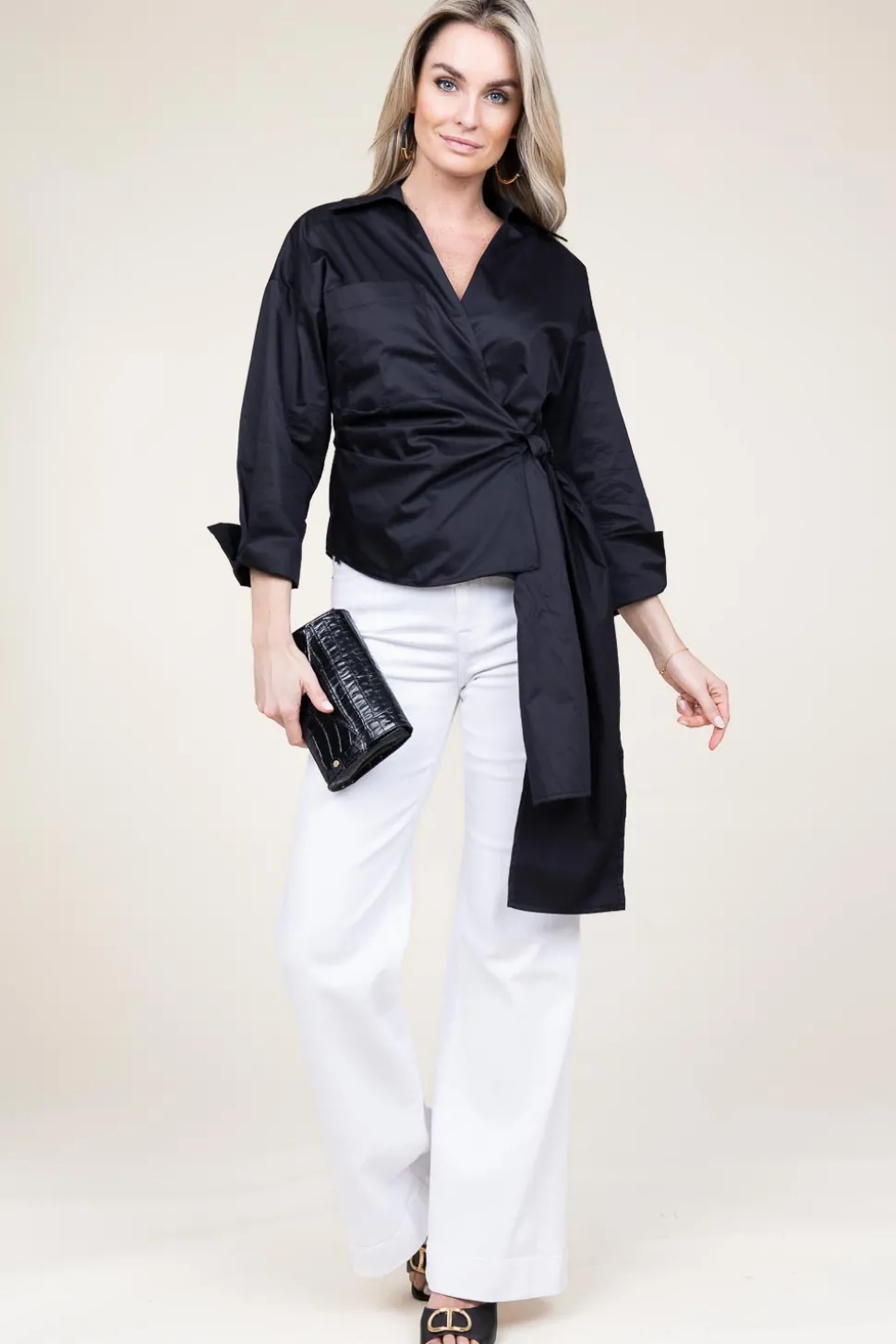Sale Devotion Poplin Wrap Top Ramona | Black... | | Little Soho