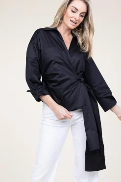 Sale Devotion Poplin Wrap Top Ramona | Black... | | Little Soho