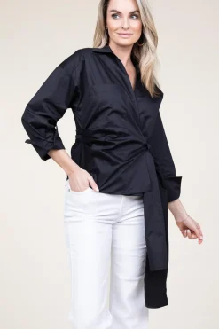 Sale Devotion Poplin Wrap Top Ramona | Black... | | Little Soho
